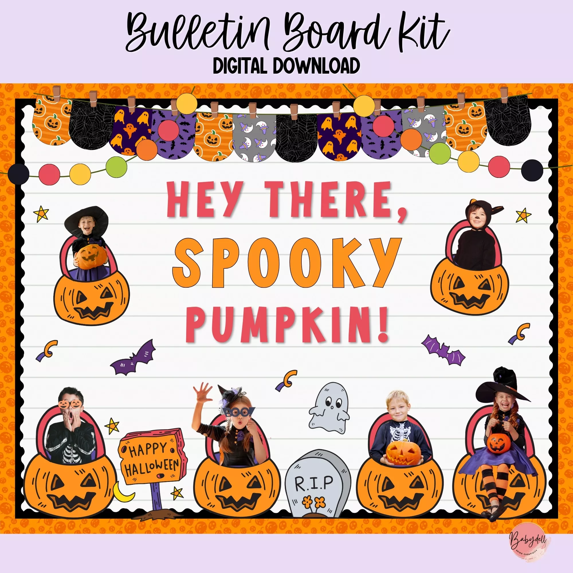 Halloween Bulletin Board Kit | Spooky Pumpkin Classroom Door Decor