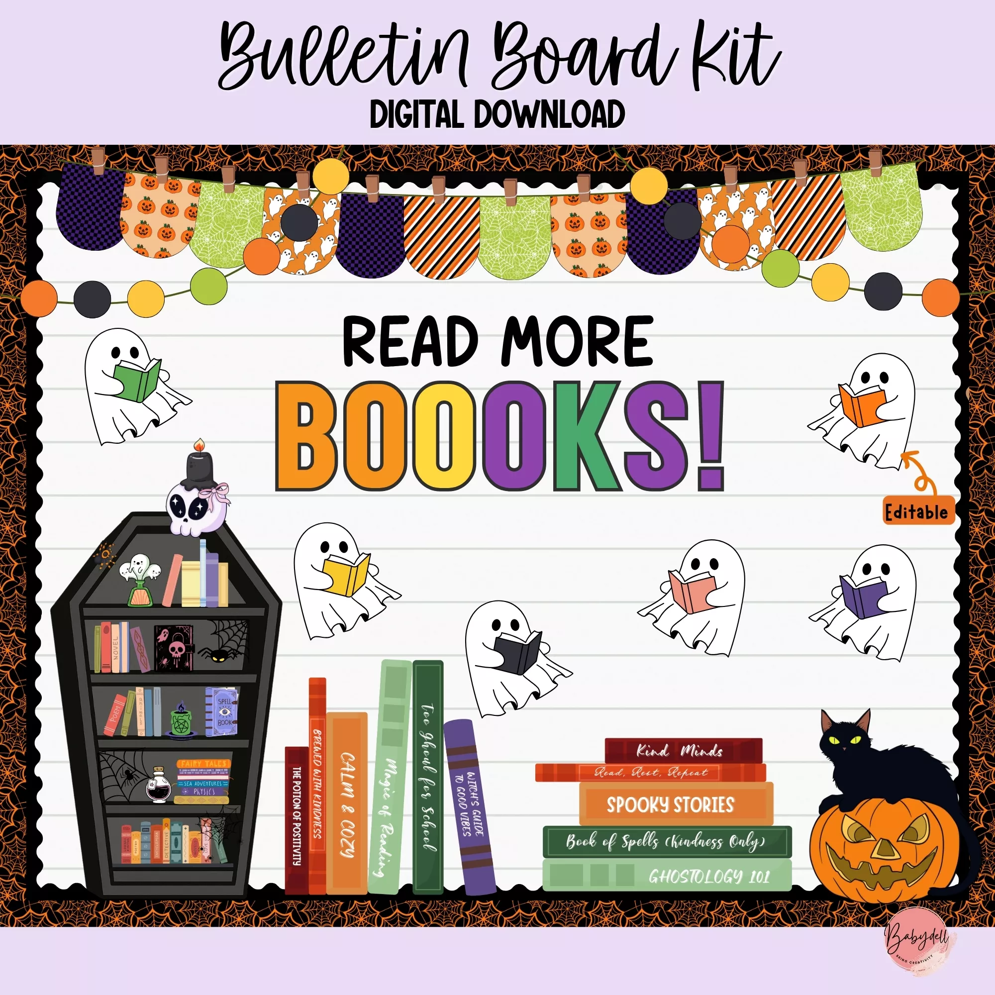 Editable Halloween Ghost Bulletin Board Kit for Classroom Decor