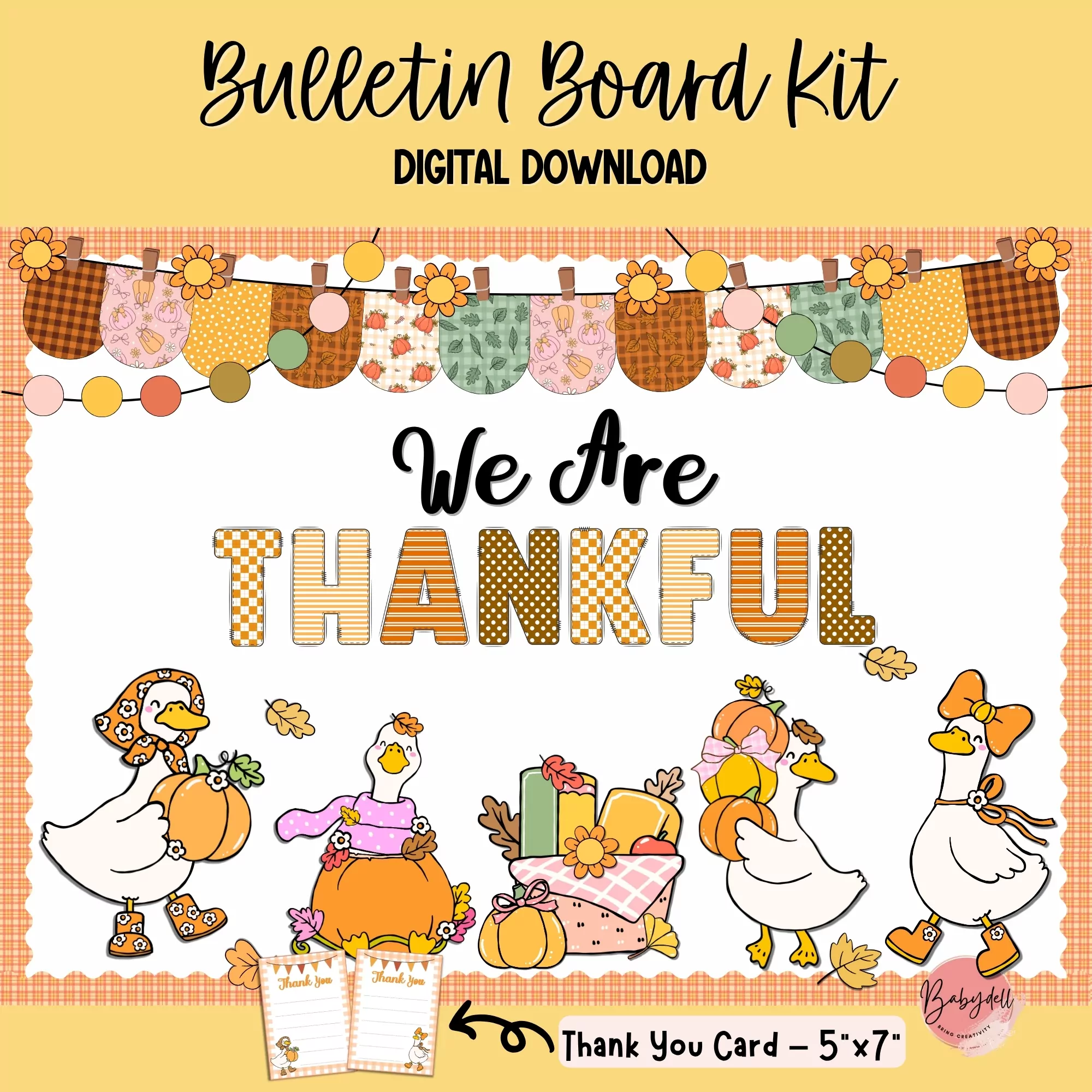 Fall Thanksgiving Goose Bulletin Board Kit and Classroom Door Decor Set