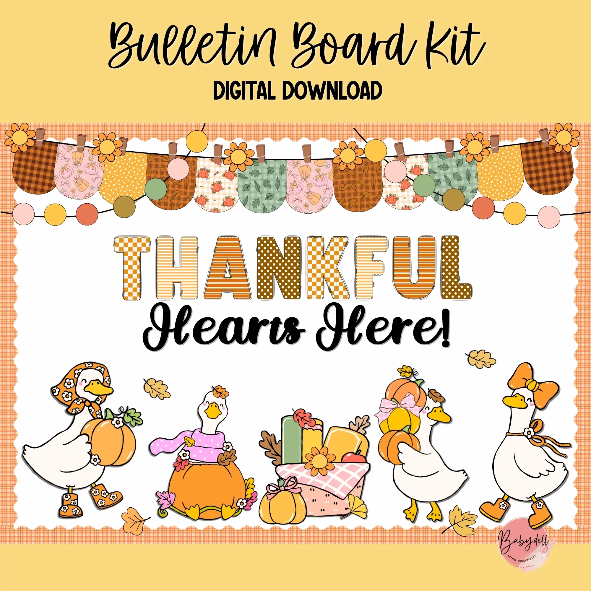 Fall-themed goose bulletin board kit for Thanksgiving classroom decoration